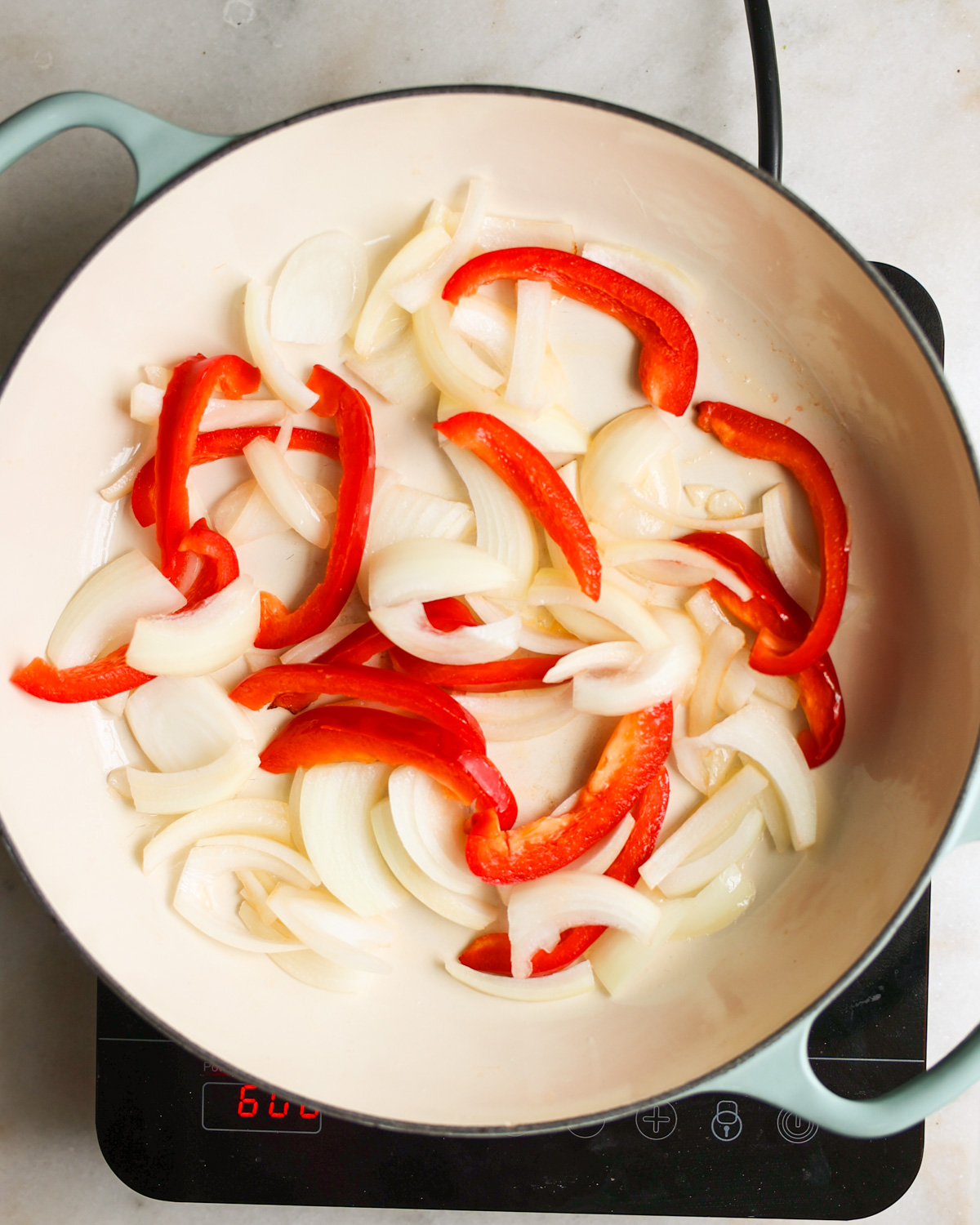 onions and garlic in pan