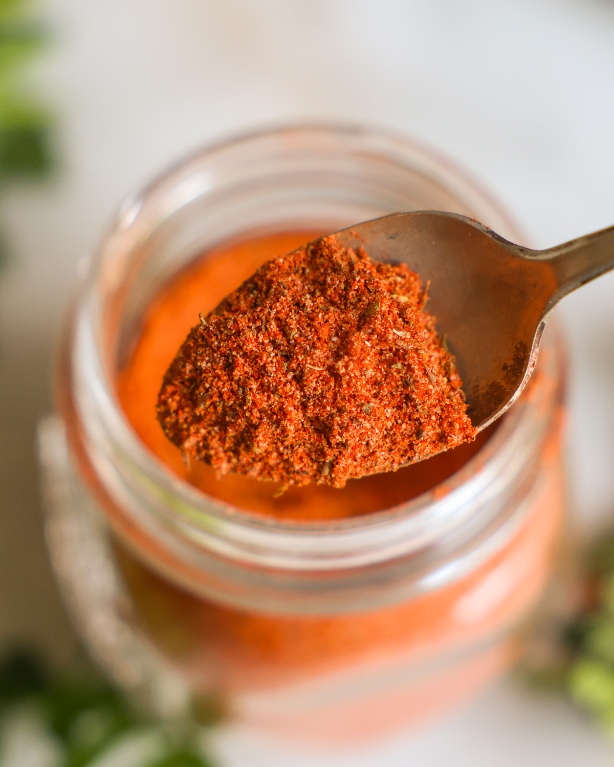 overhead spoonful of homemade creole seasoning