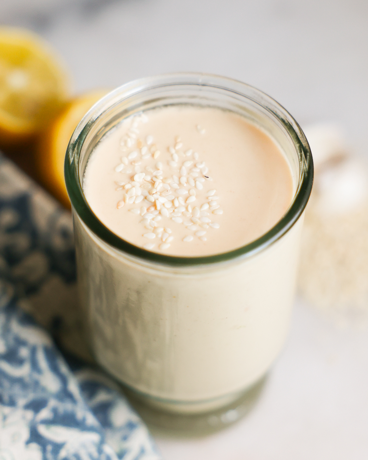 miso tahini dressing in jar