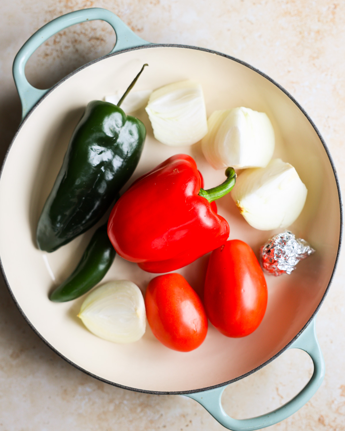 sofrito ingredients in pan