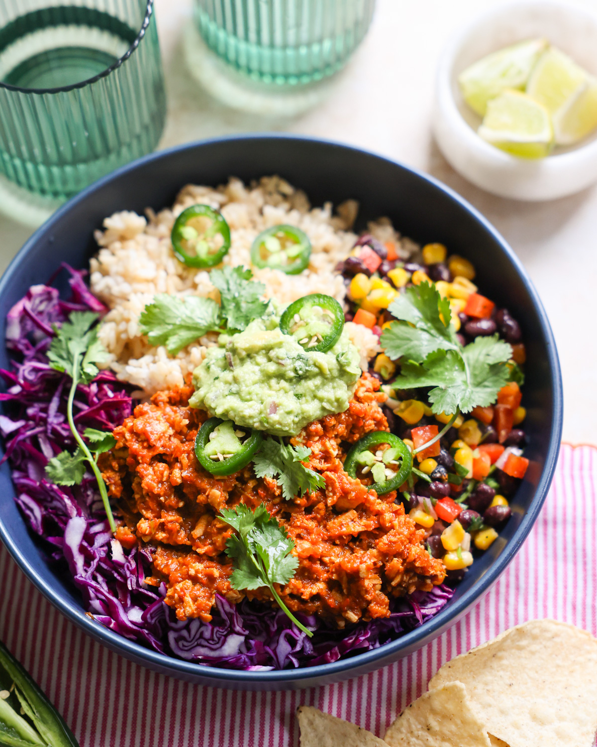 sofritas in burrito bowl