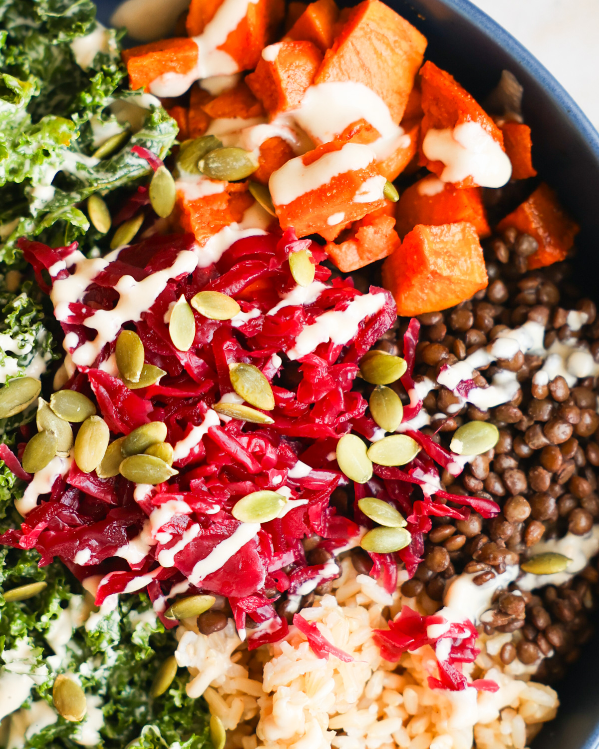 close up vegan balanced bowl