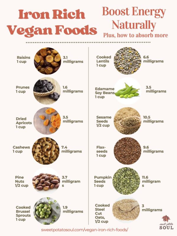 Vegan iron sources chart.