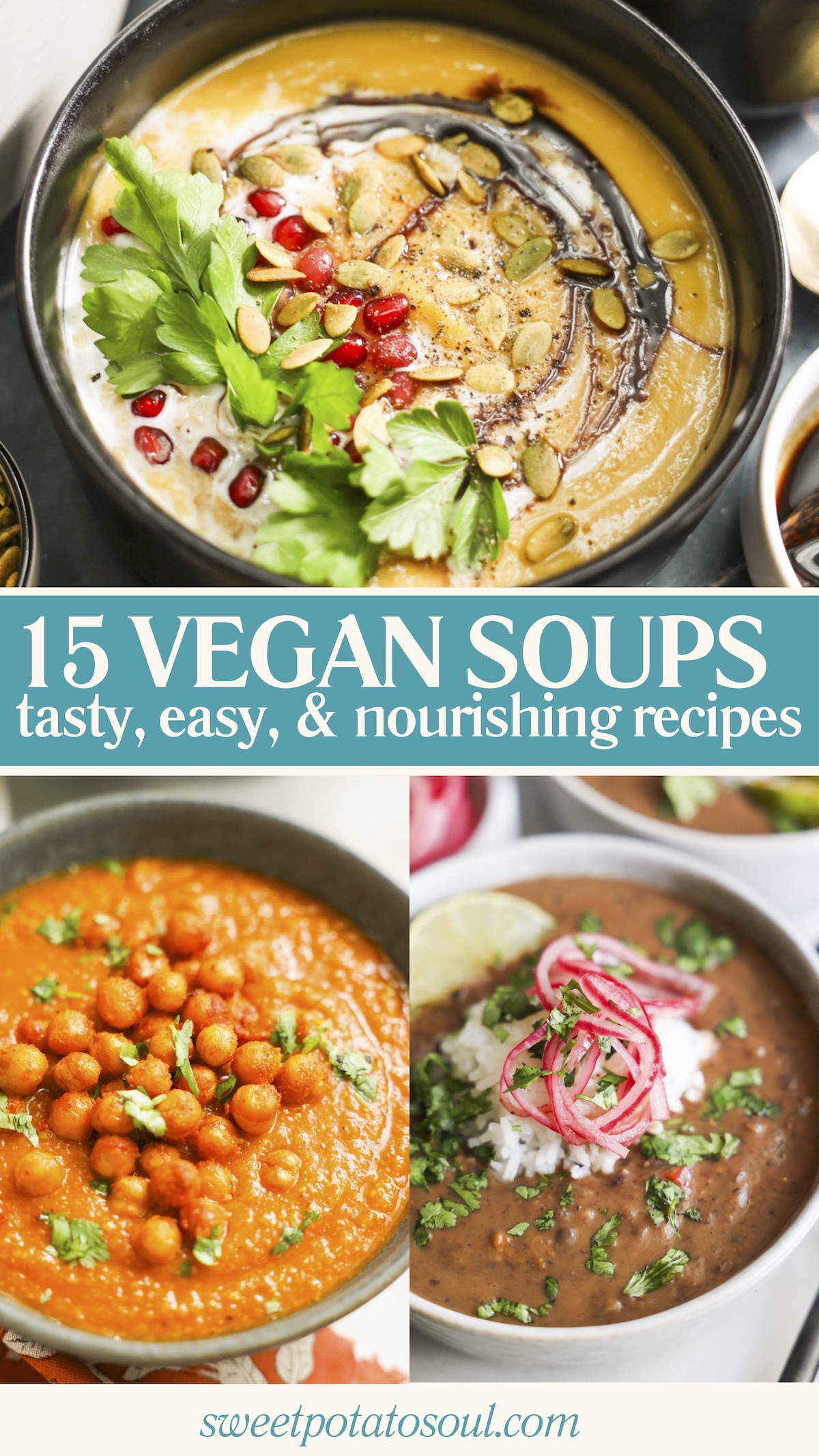 vegan soups pinterest graphic