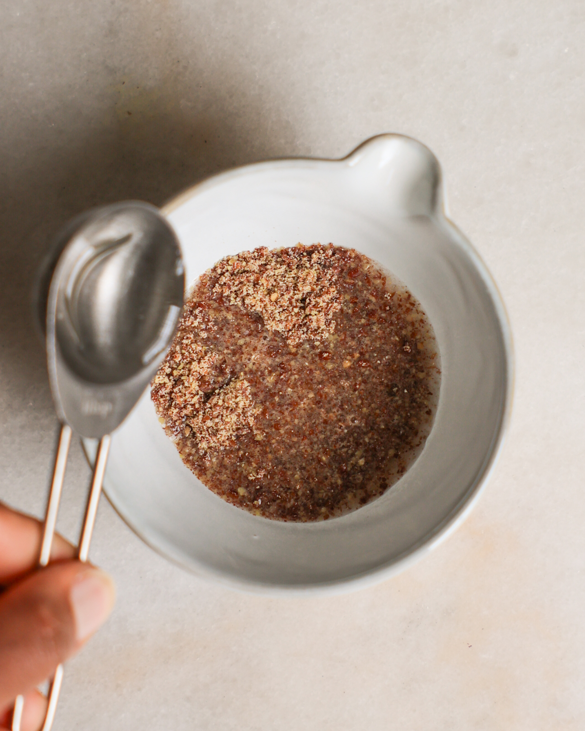 overhead flax egg in bowl
