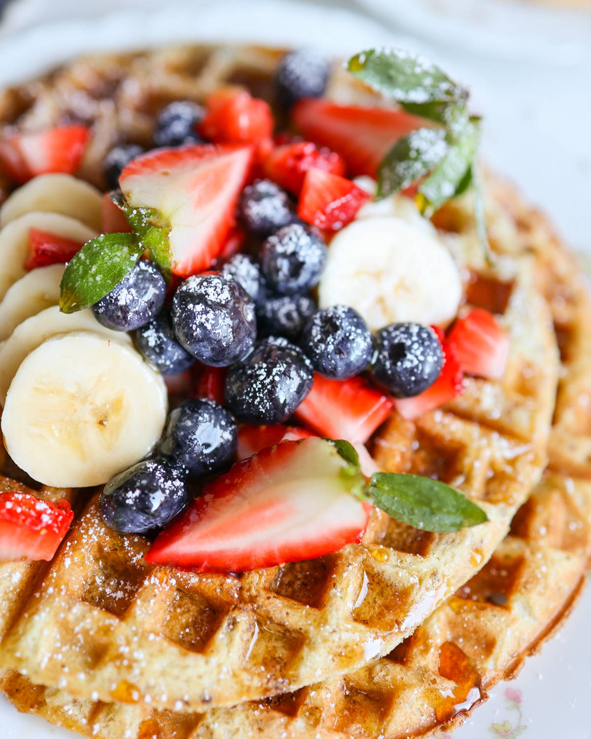 close up of vegan waffles