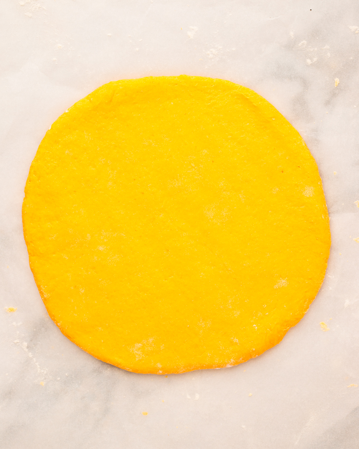 rolled dough on counter