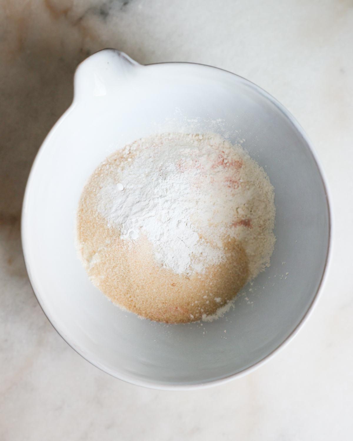 overhead dry ingredients in bowl