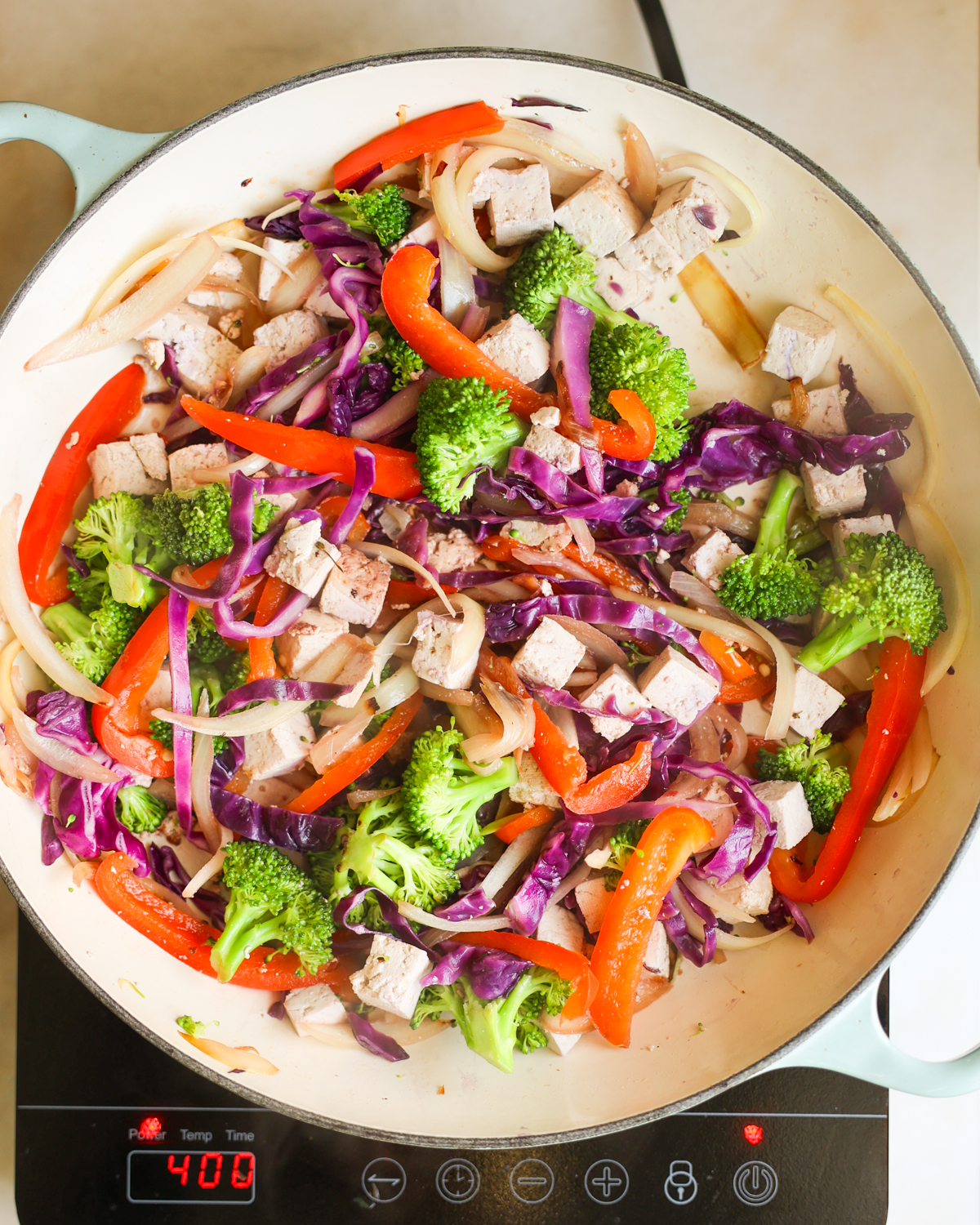 overhead sauteed veggies