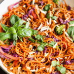 close up sweet potato noodles
