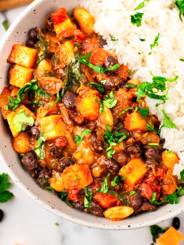 sweet potato chili served with rice