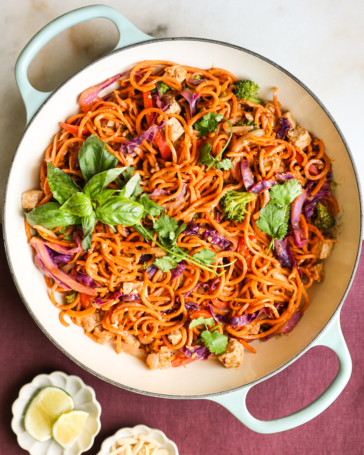 overhead sweet potato noodles