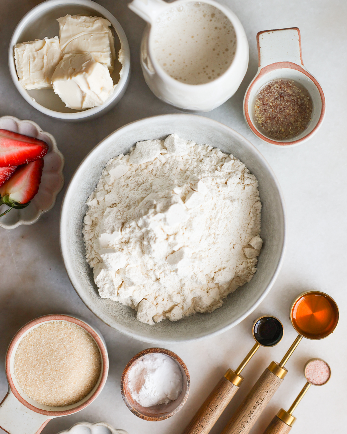 overhead of vegan waffles ingredients