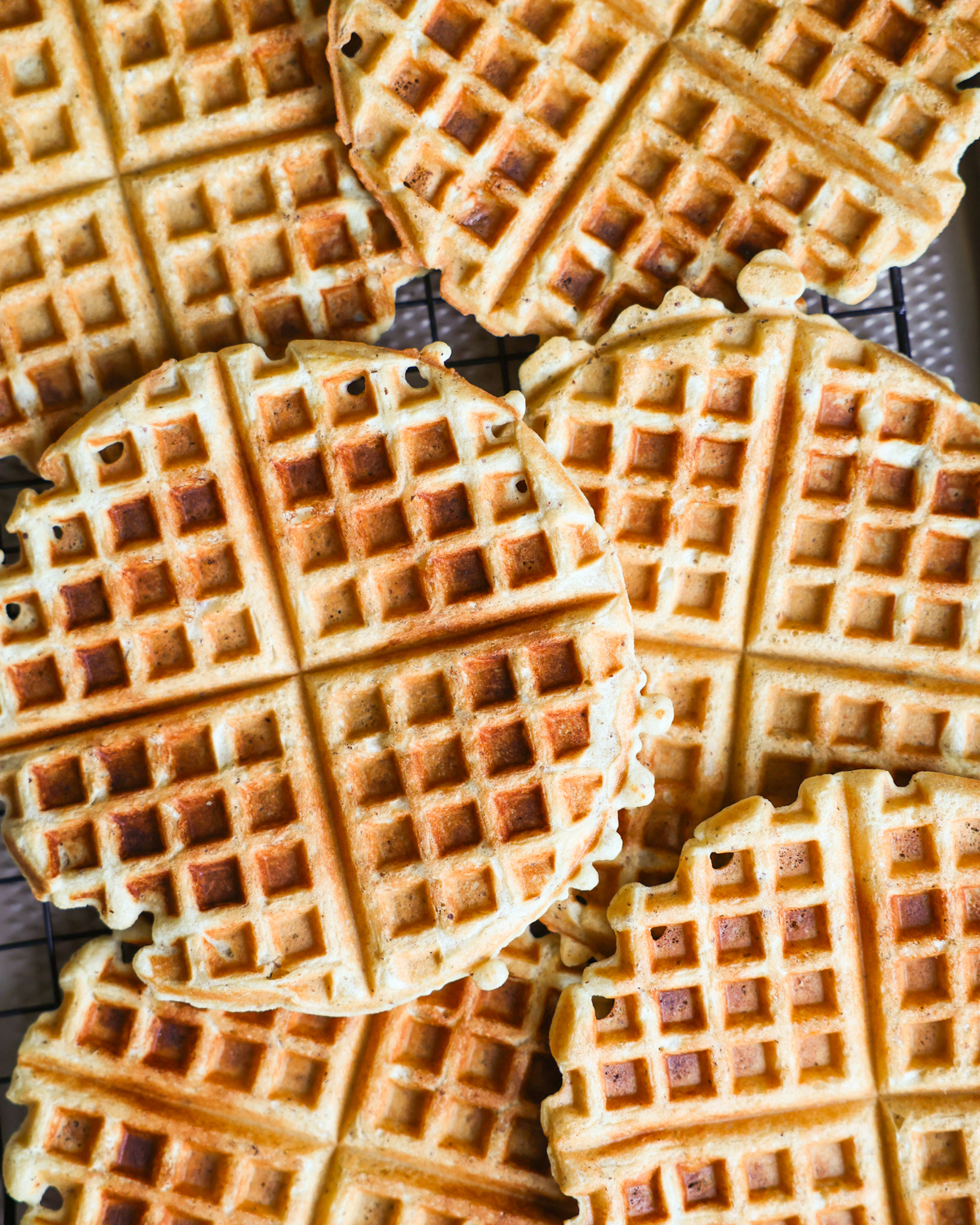 overhead waffles on cooling rack