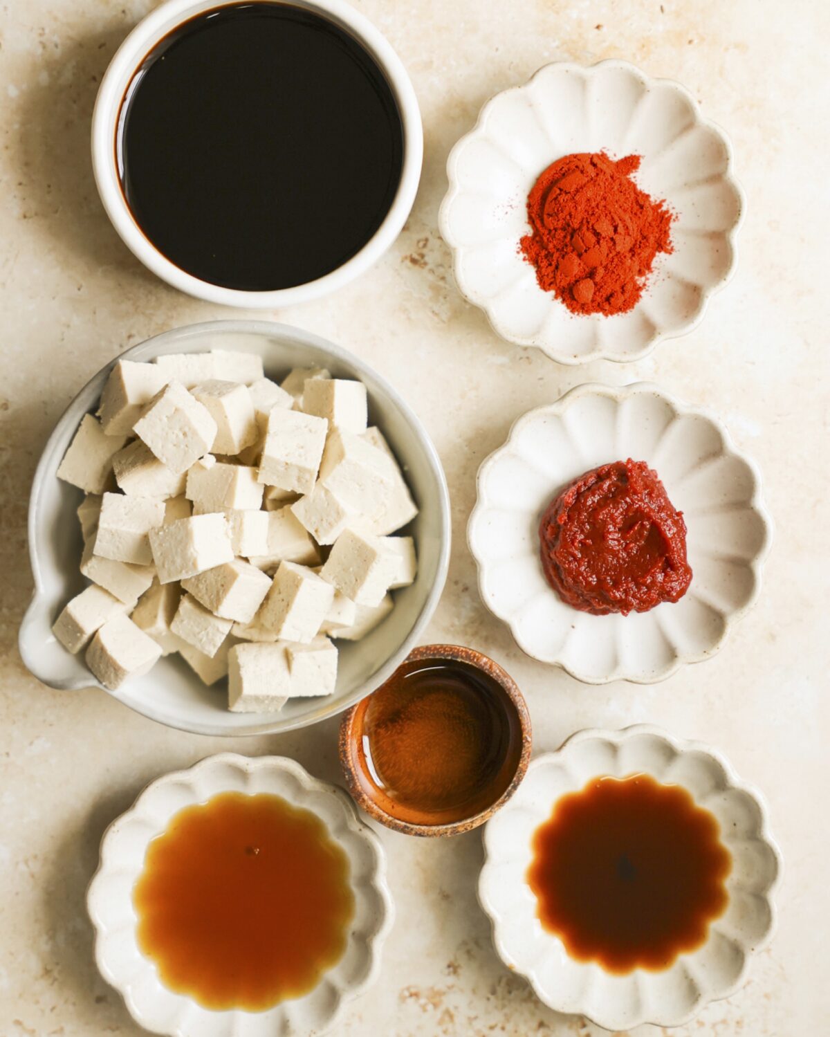 overhead ingredients for smoky tofu