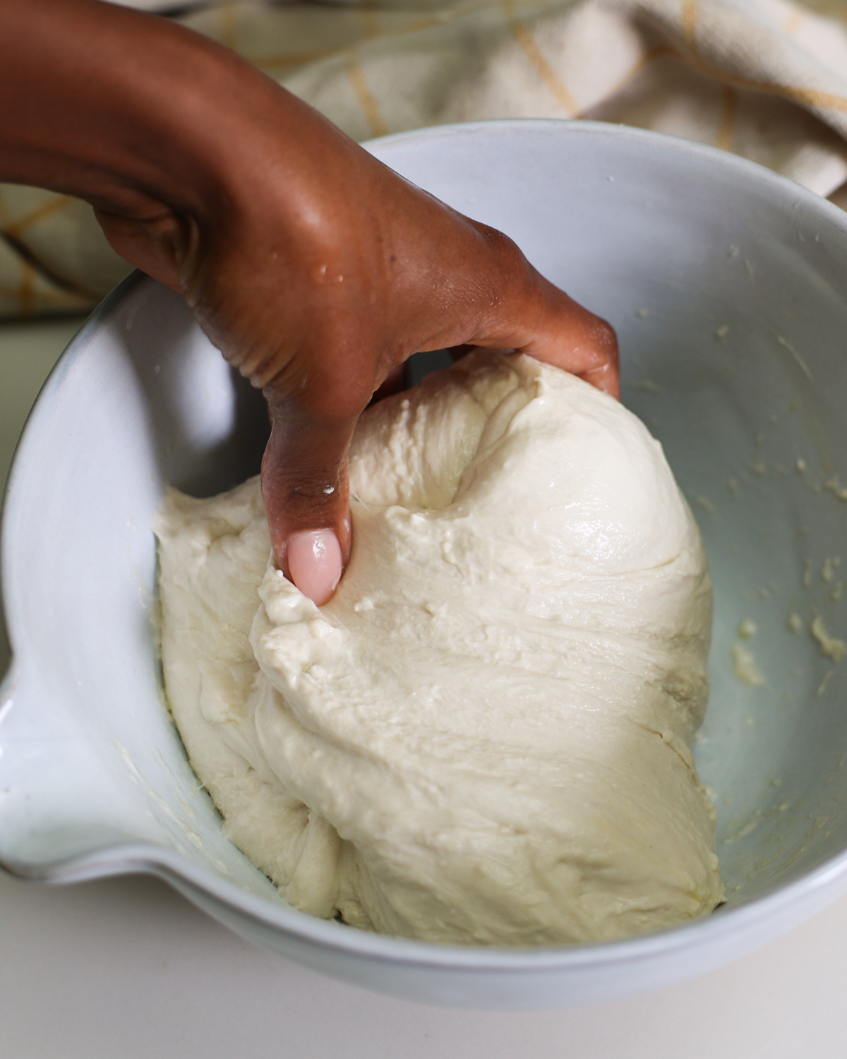 hand folding dough