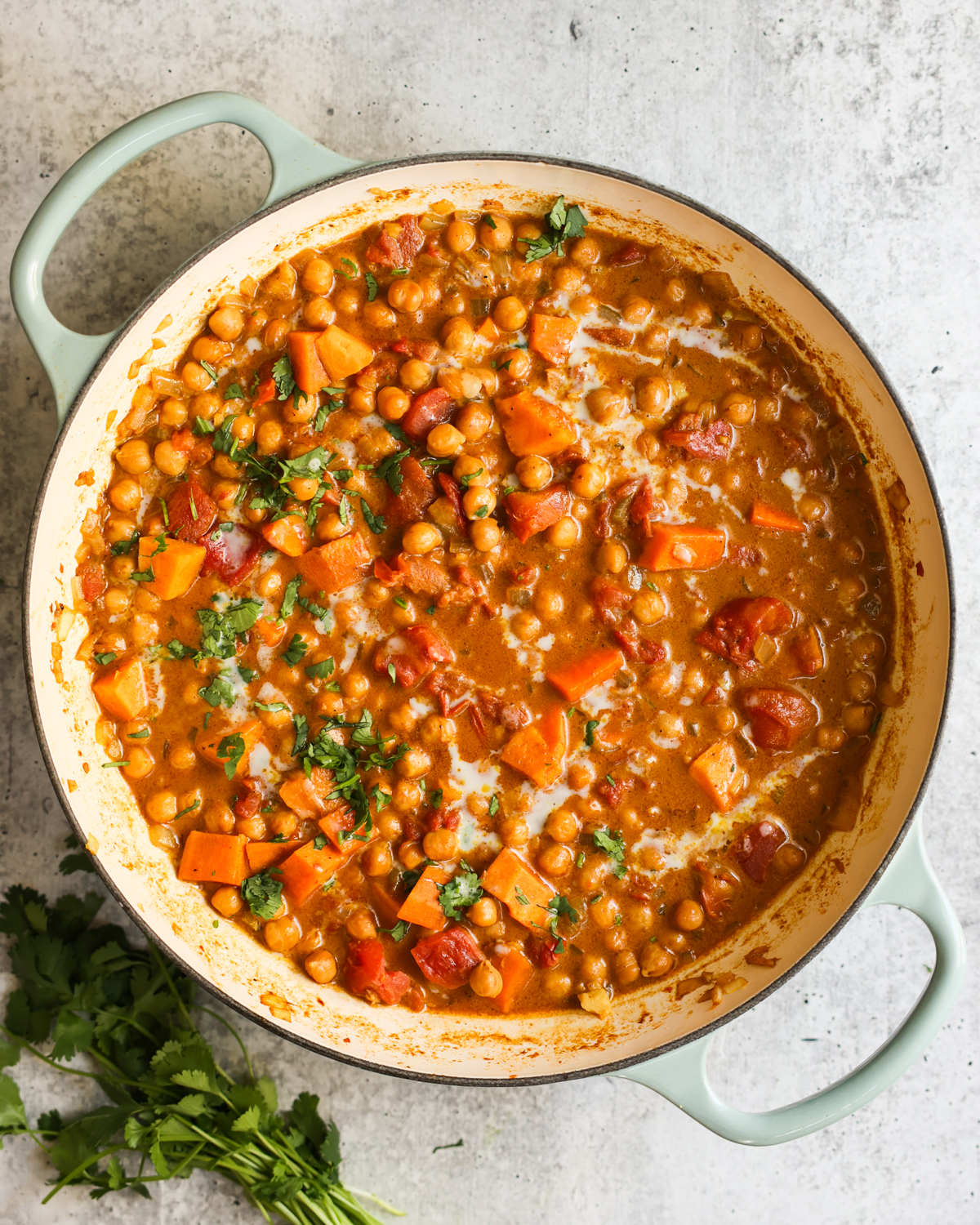 Curry garnished with cilantro.