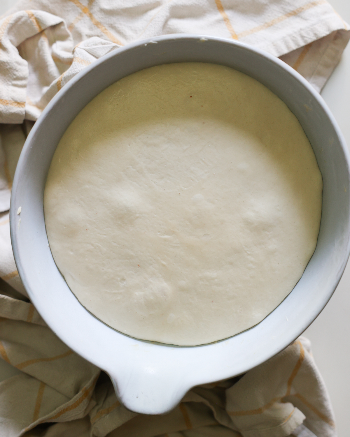 overhead of risen dough