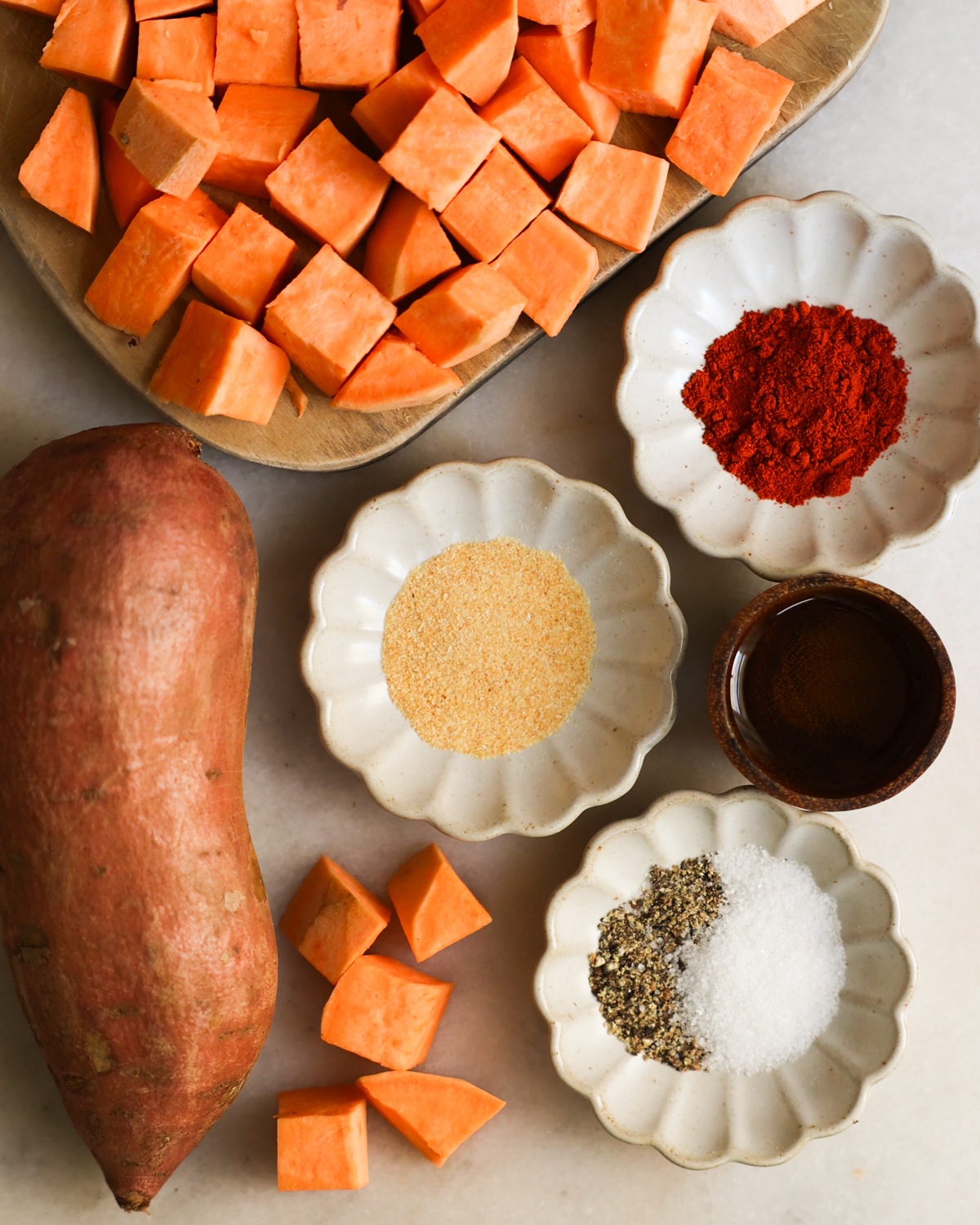 ingredients for roasted sweet potatoes