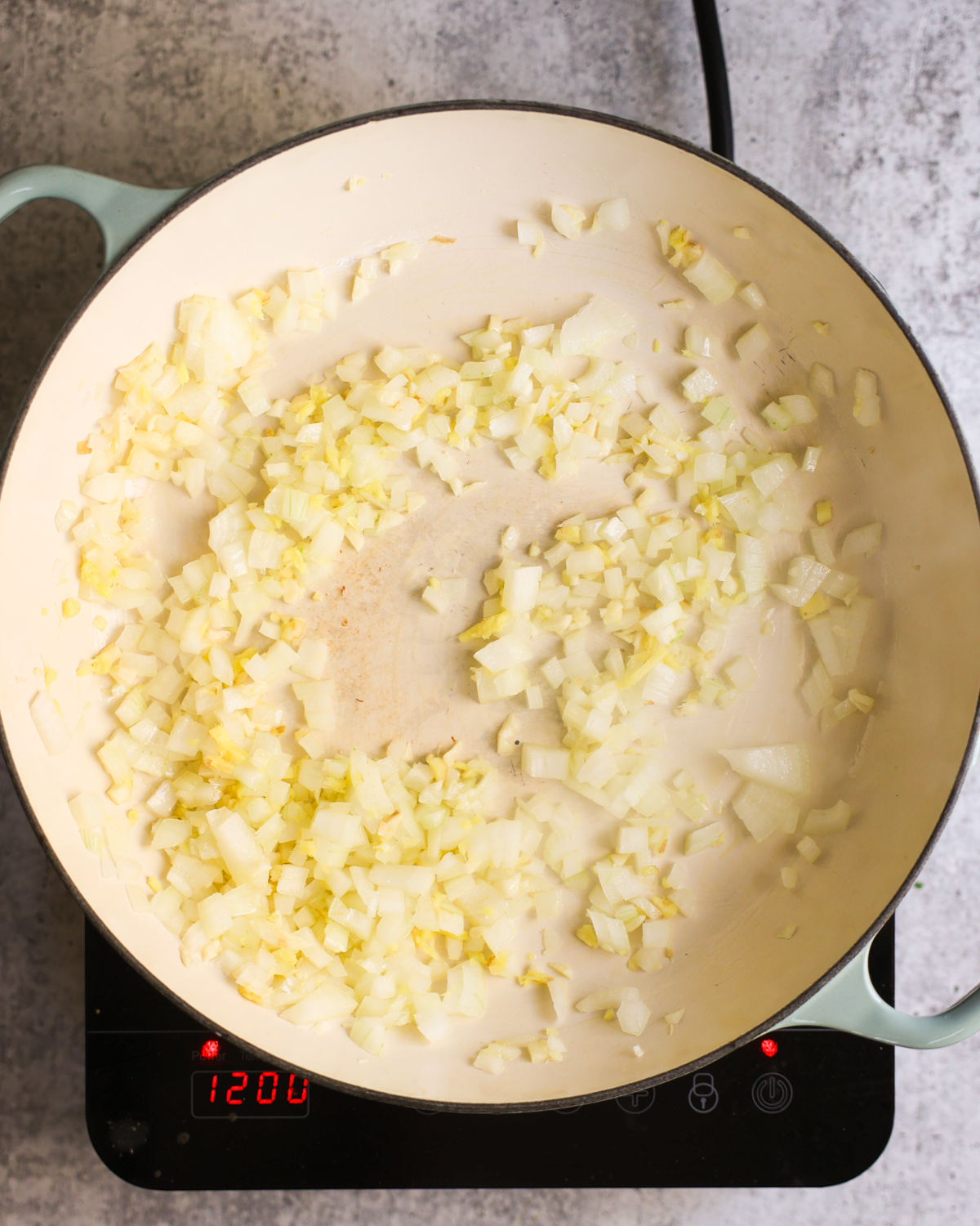 overhead sautéeing aromatics