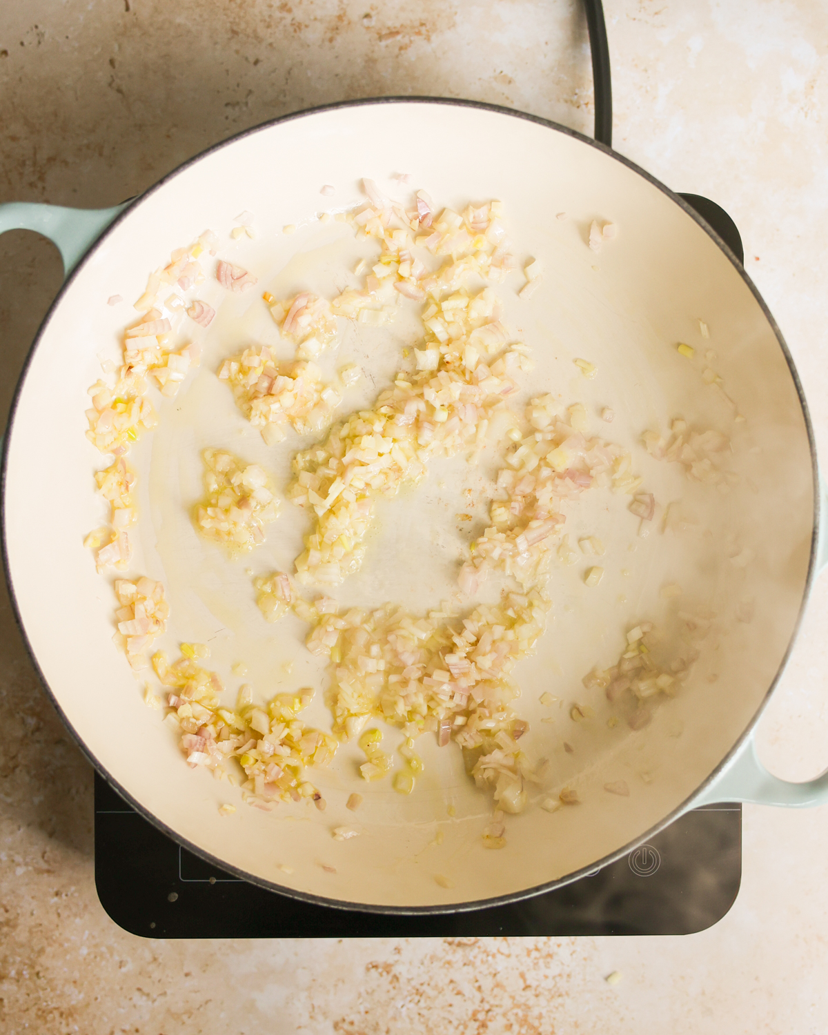 overhead sautéing aromatics