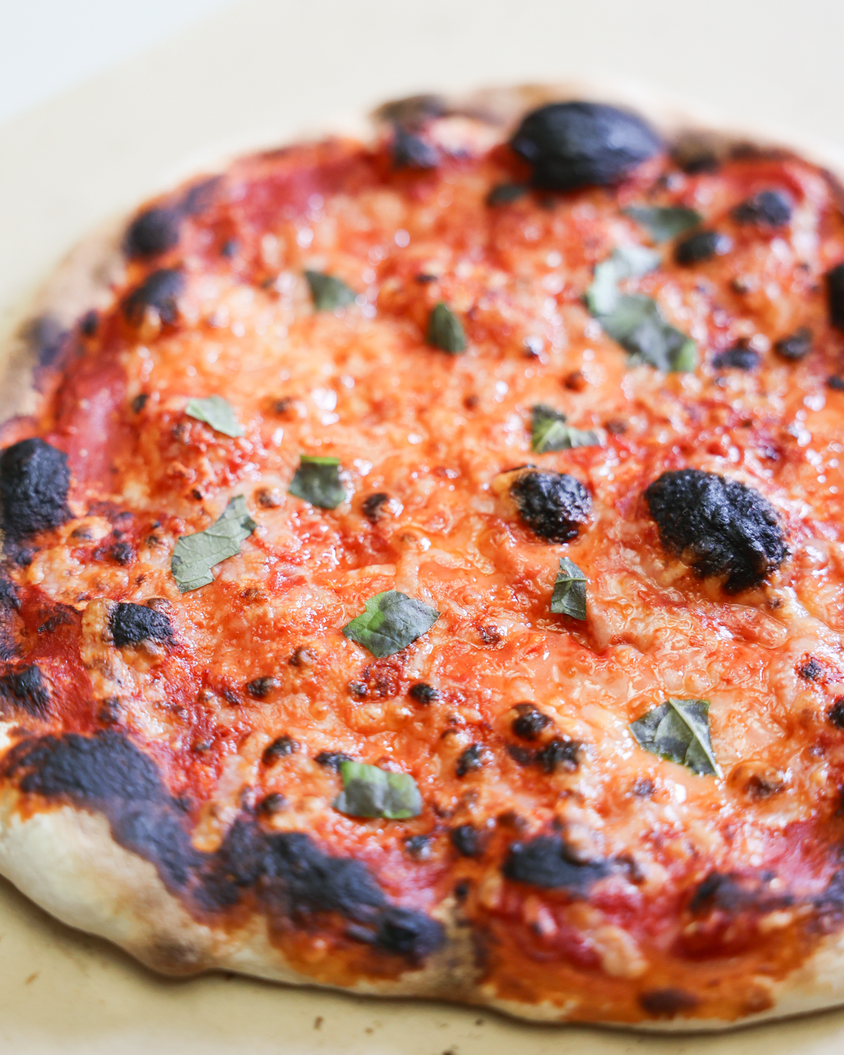 close up sourdough pizza