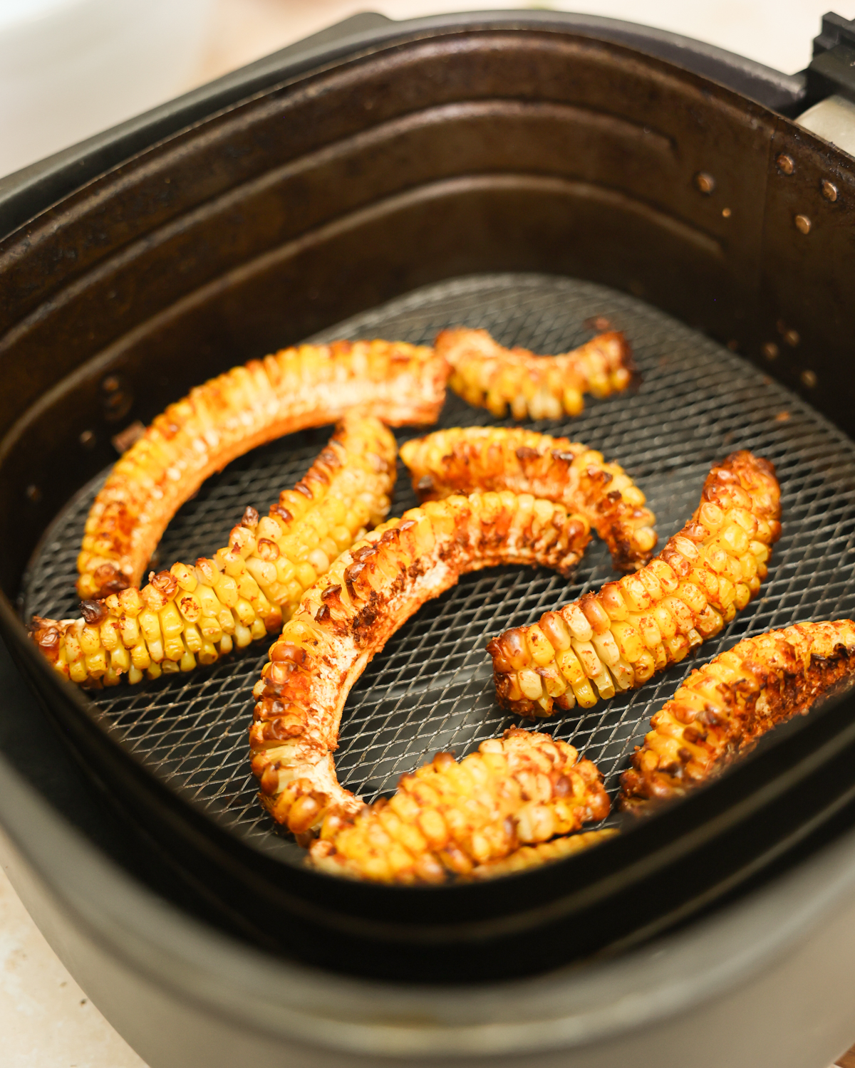 air fried corn ribs in basket