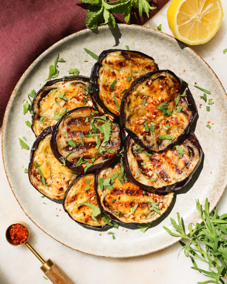 grilled eggplant on plate