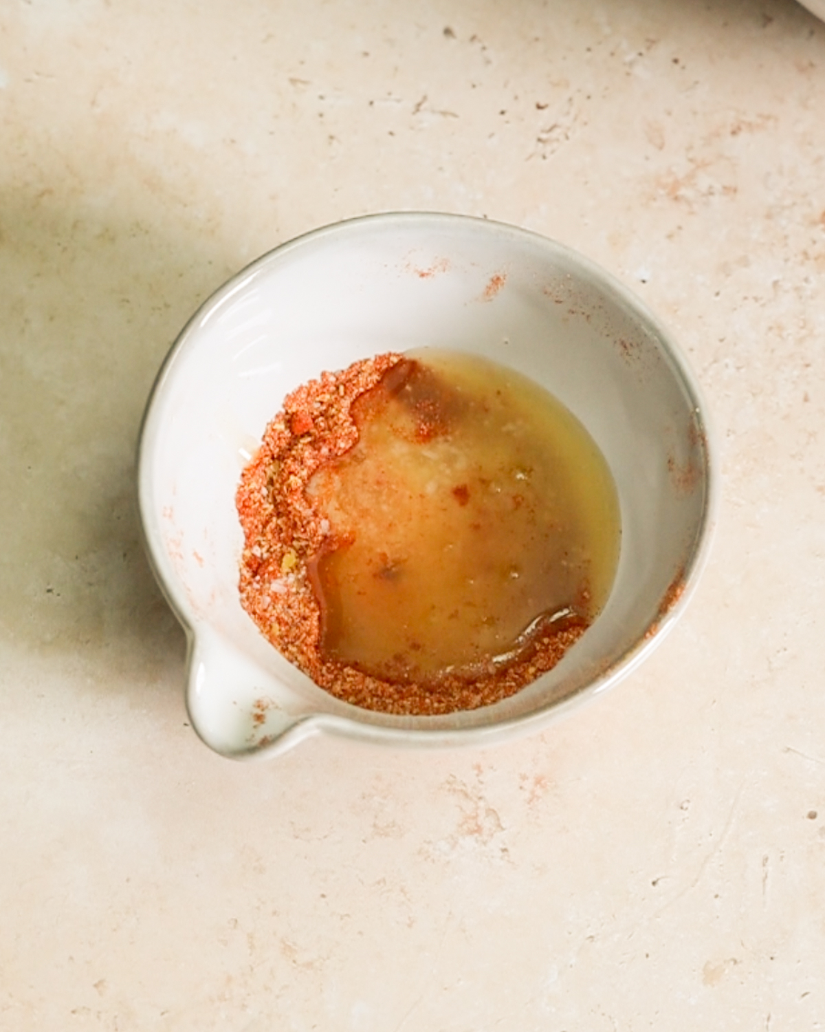 overhead vegan butter and spices in bowl