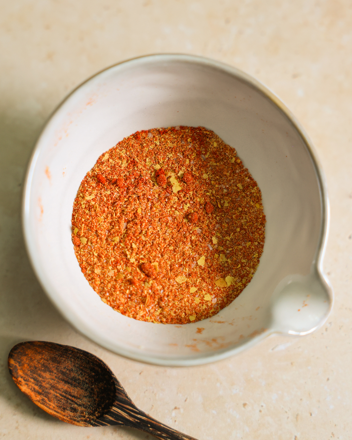 overhead of spices in bowl