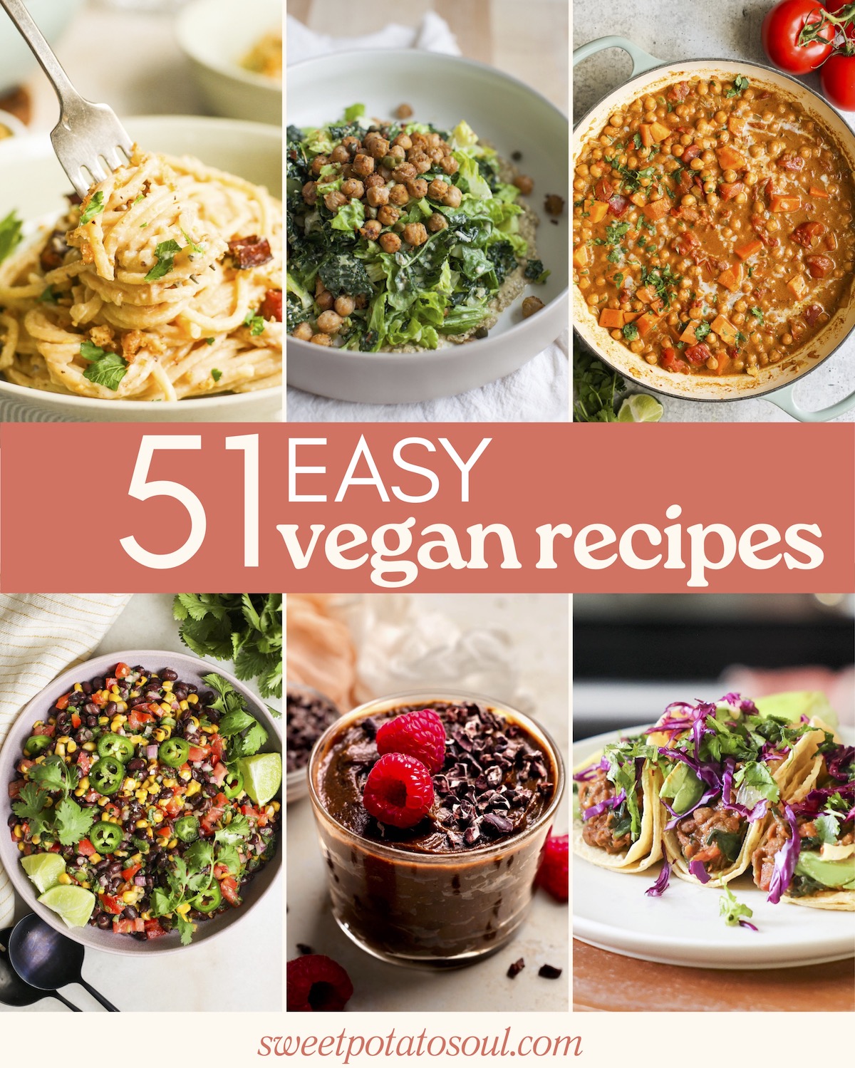 easy vegan recipes graphic