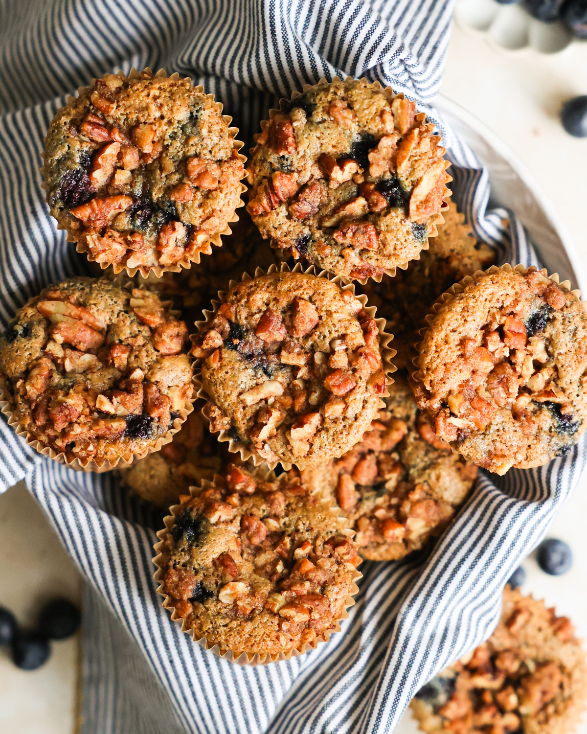 basket of vegan blueberry muffins