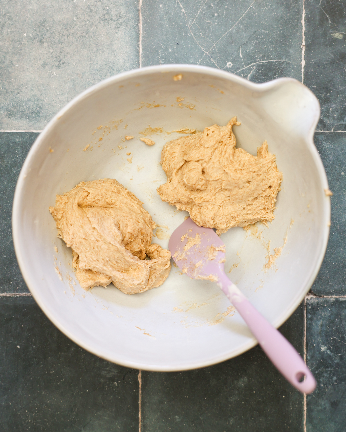 overhead divided batter dough