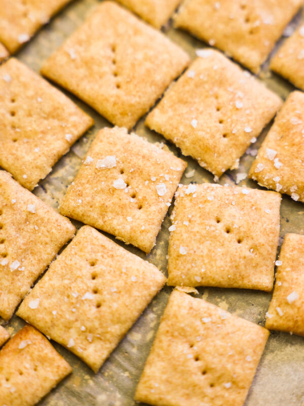 close up sourdough crackers