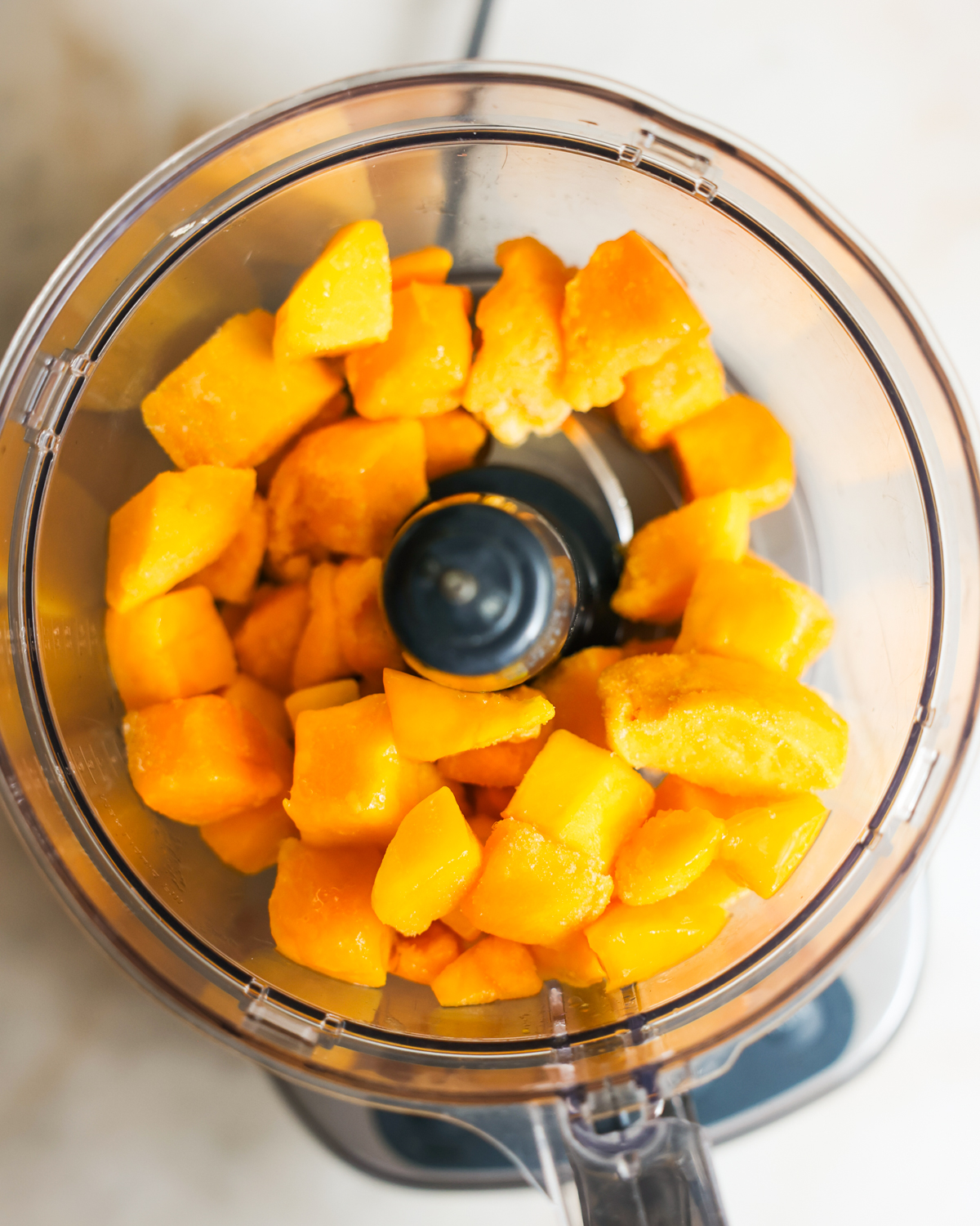 mango added to food processor
