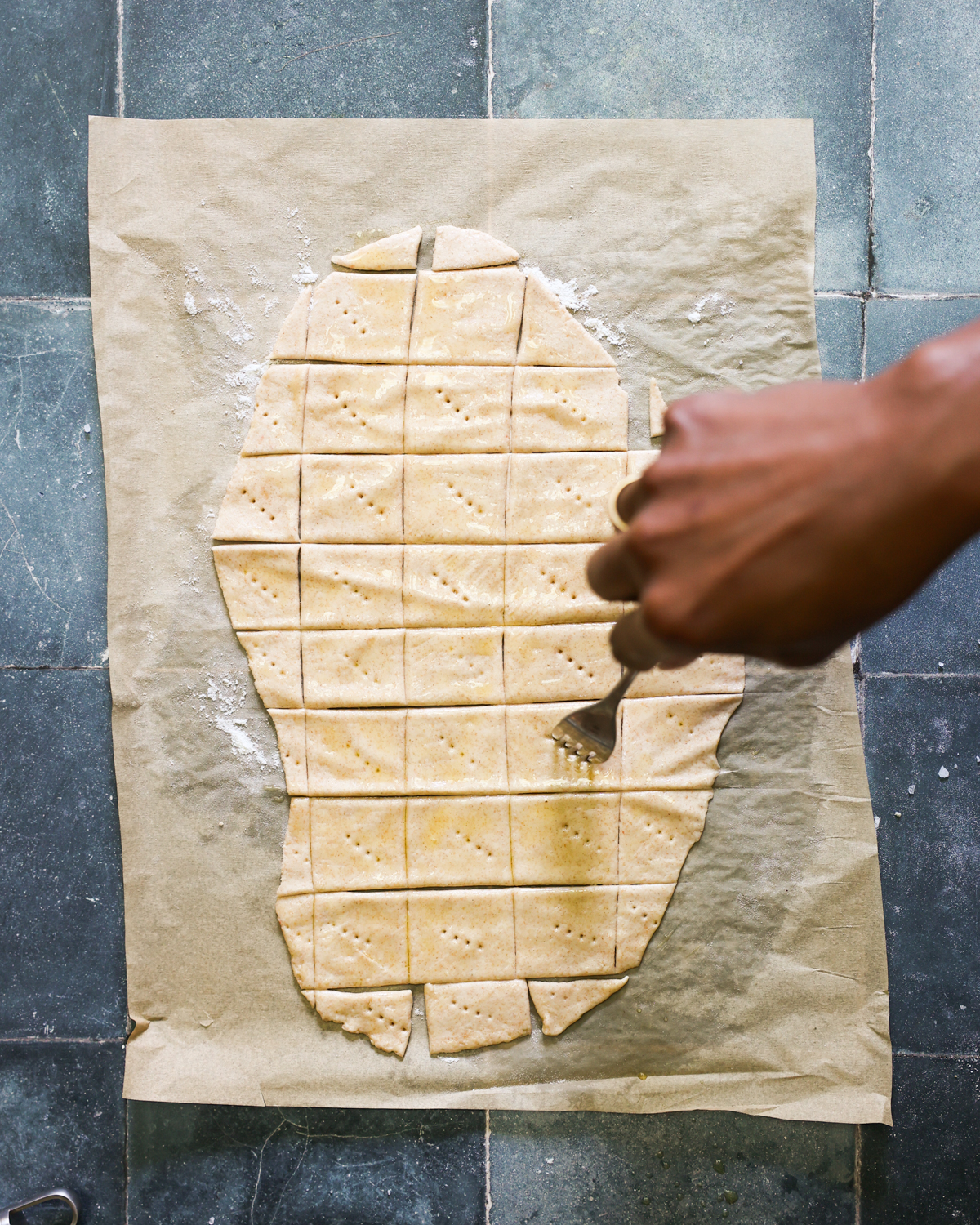 poking holes in crackers