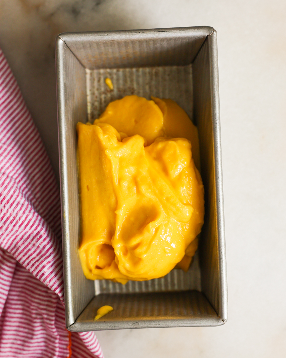 sorbet added to pan