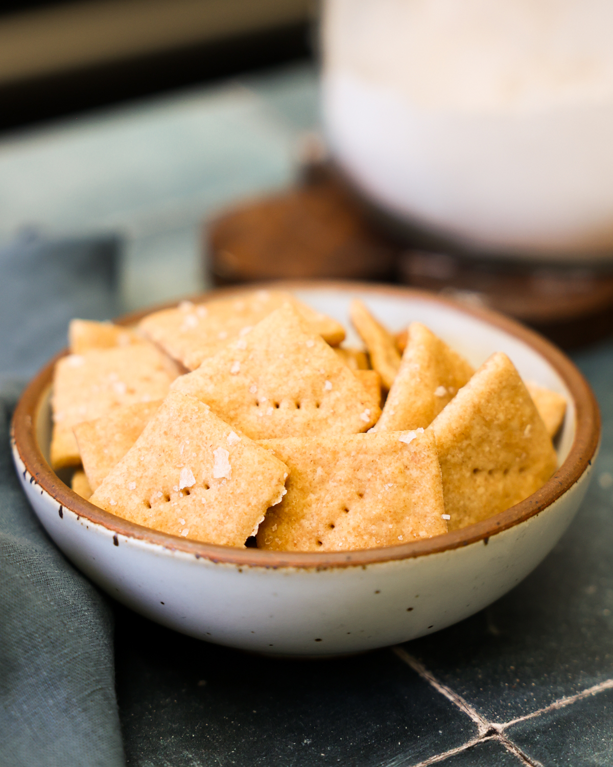 sourdough discard crackers in a bowl