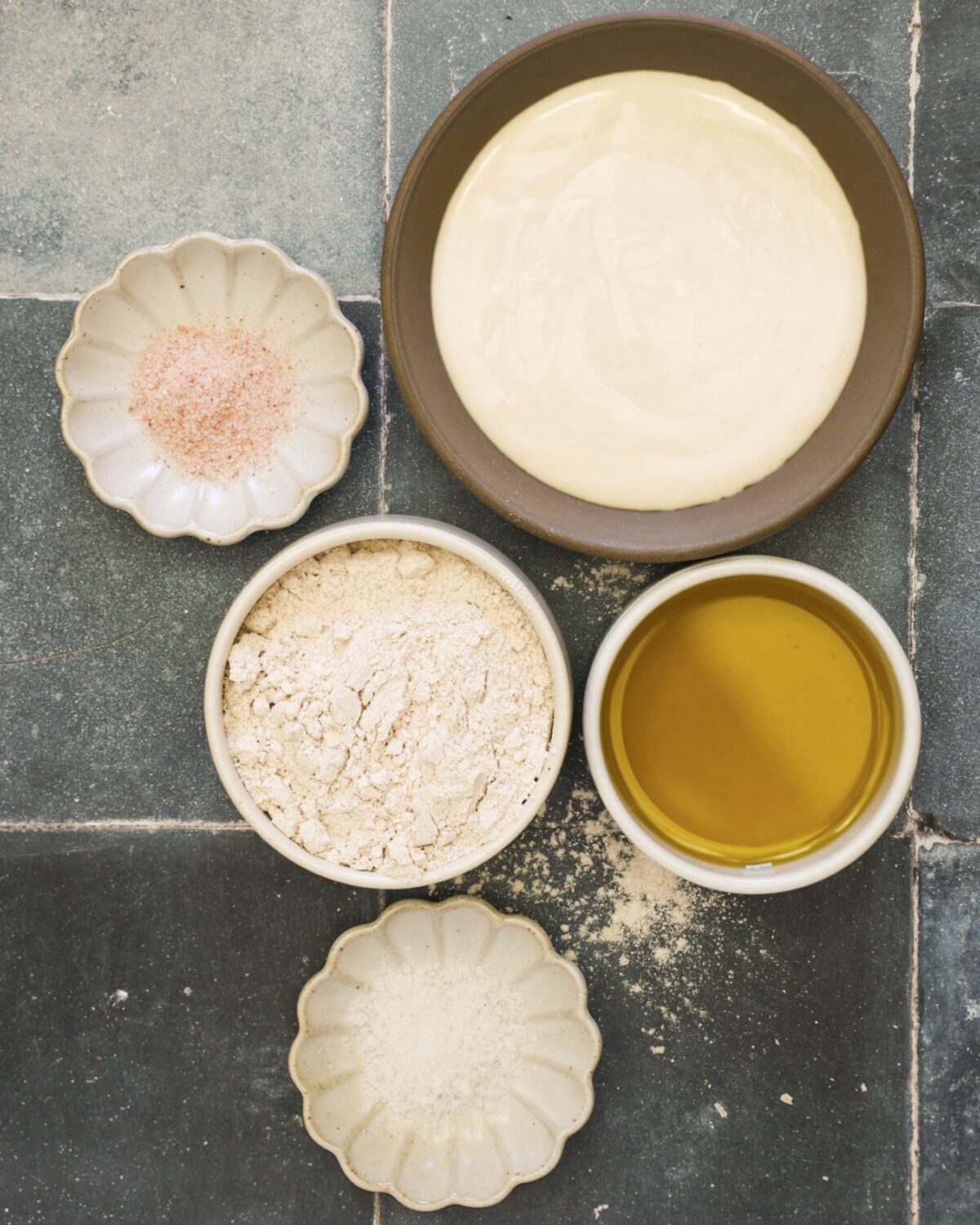overhead sourdough cracker ingredients