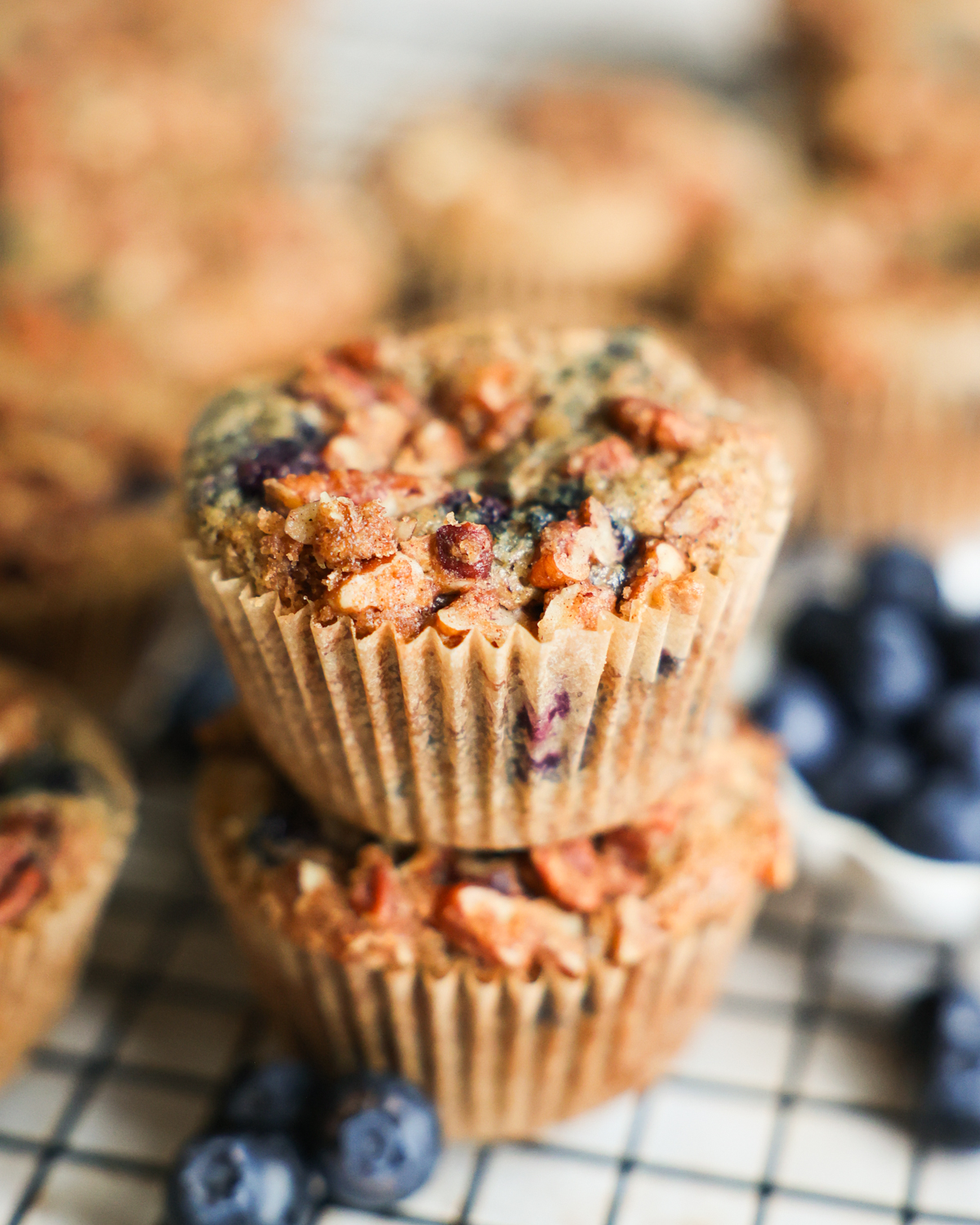 stack of blueberry muffins