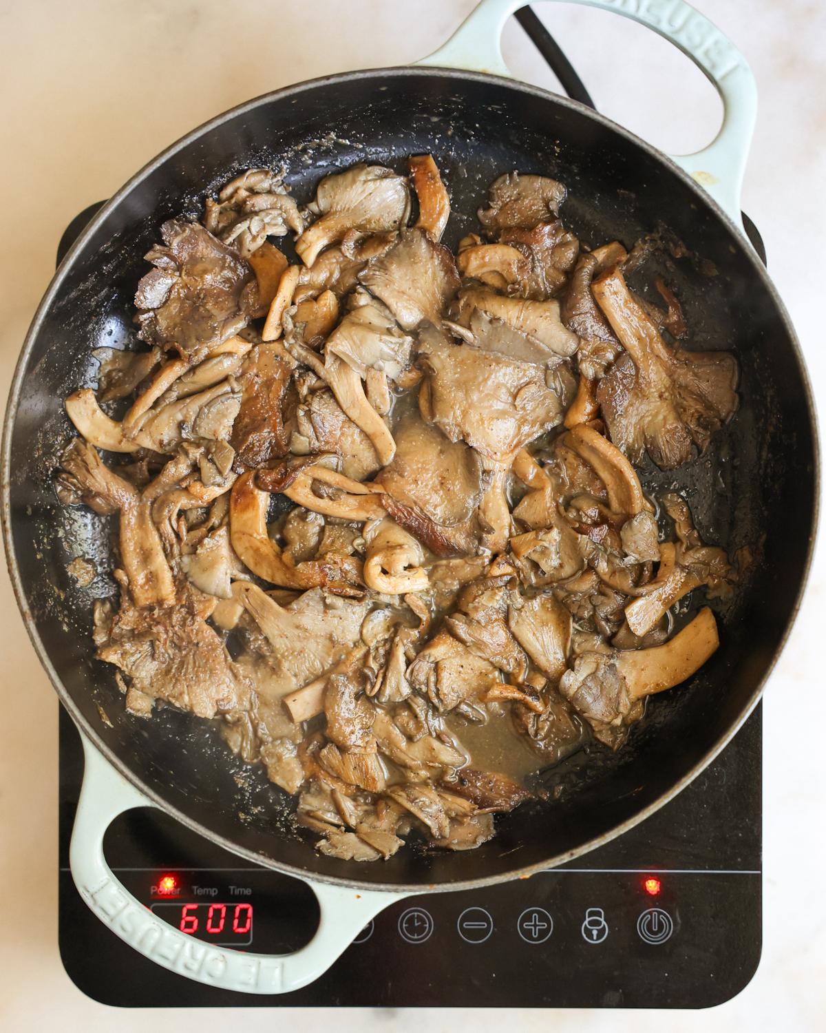 overhead cooked mushrooms