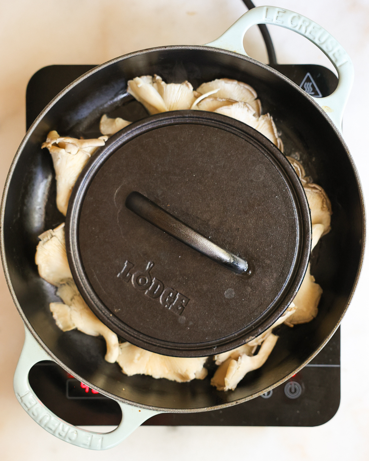 bacon press on mushrooms