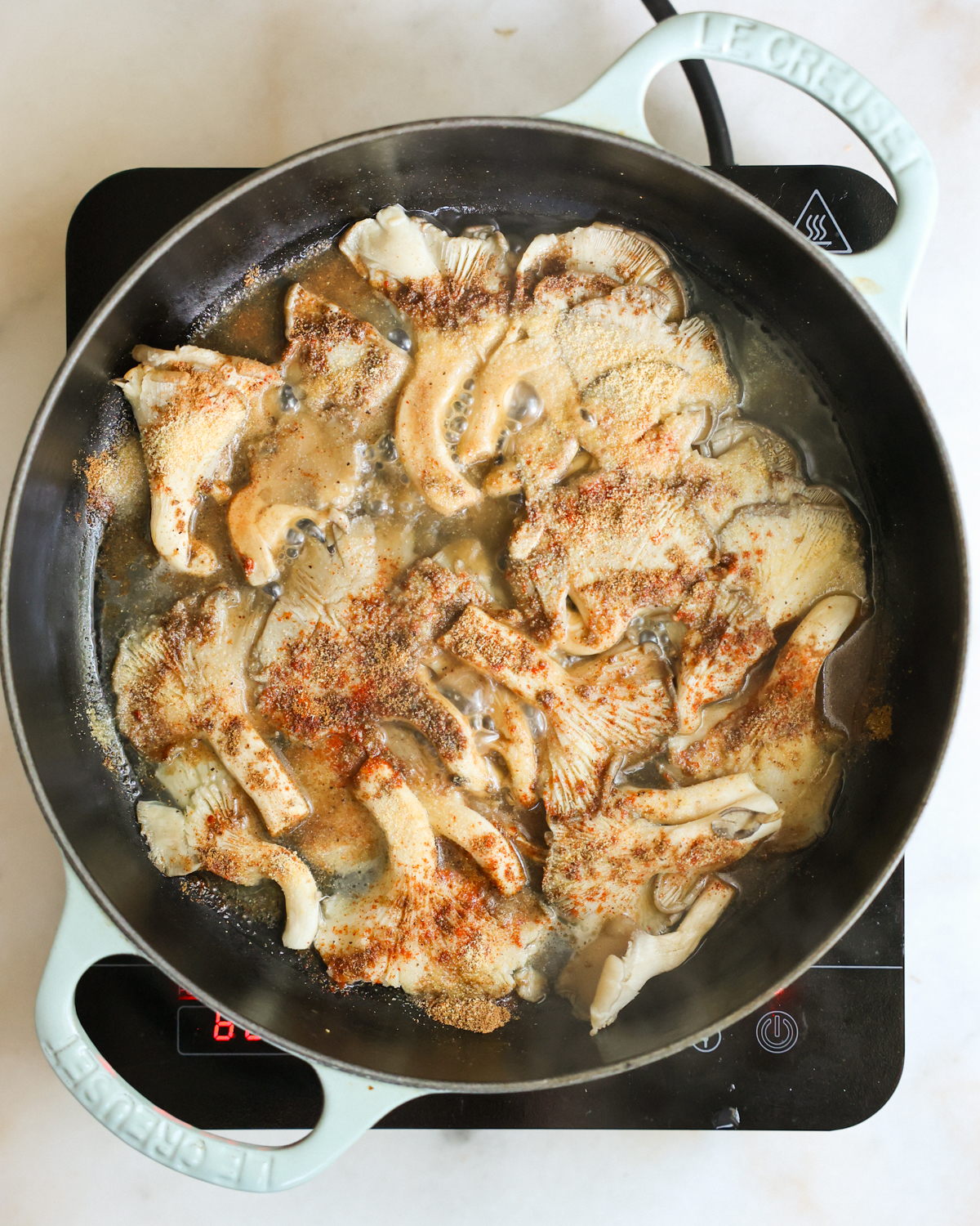 overhead spiced mushrooms