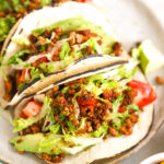 close up tofu tacos on plate