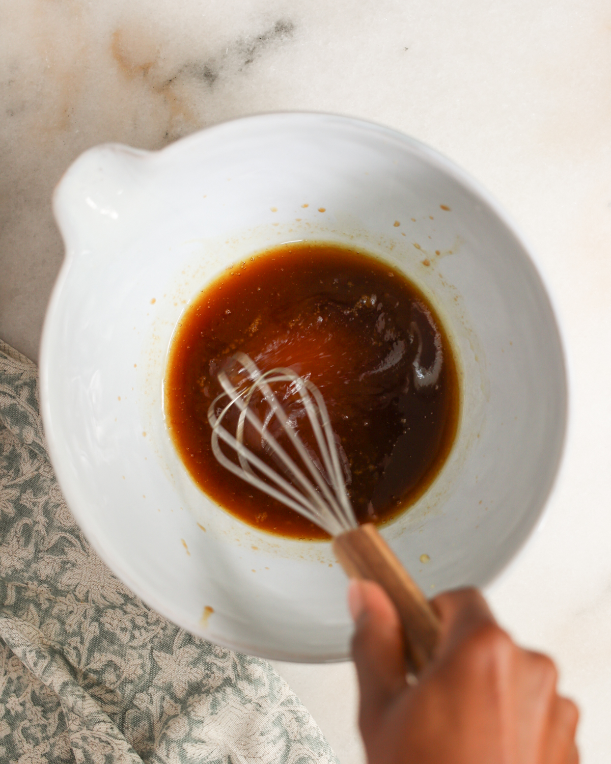 overhead whisking marinade