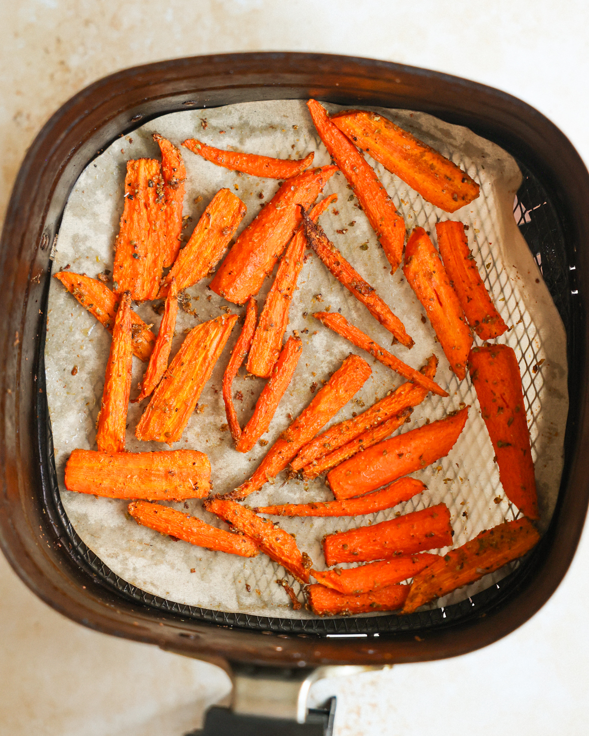 overhead air fried carrots