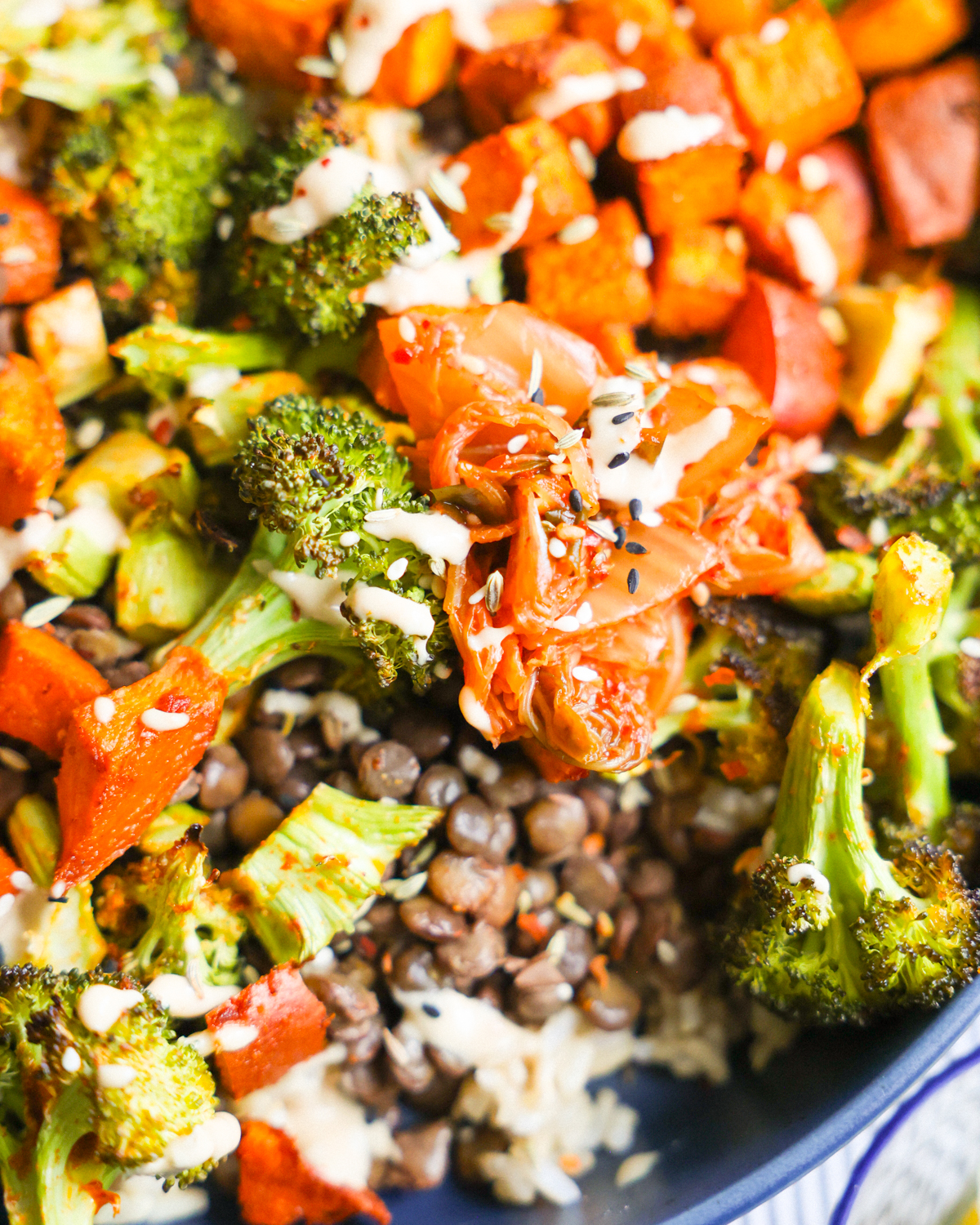 closeup of buddha bowl