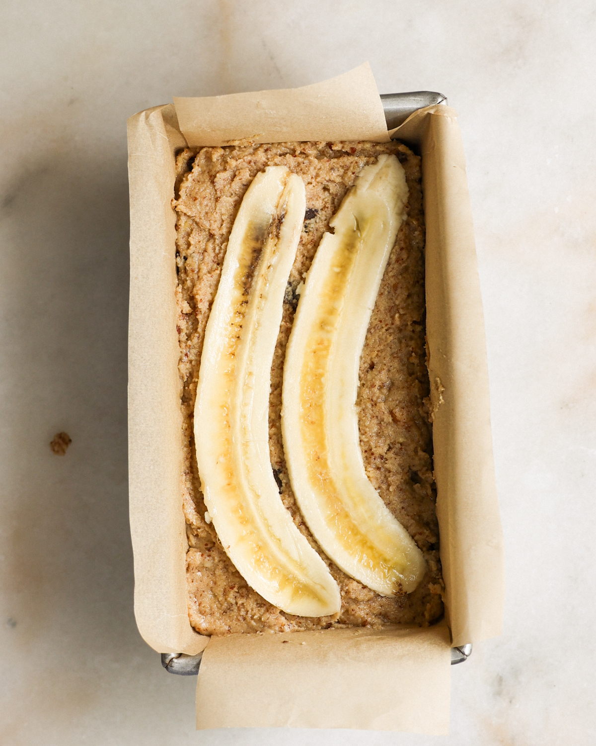 sliced banana added to bread