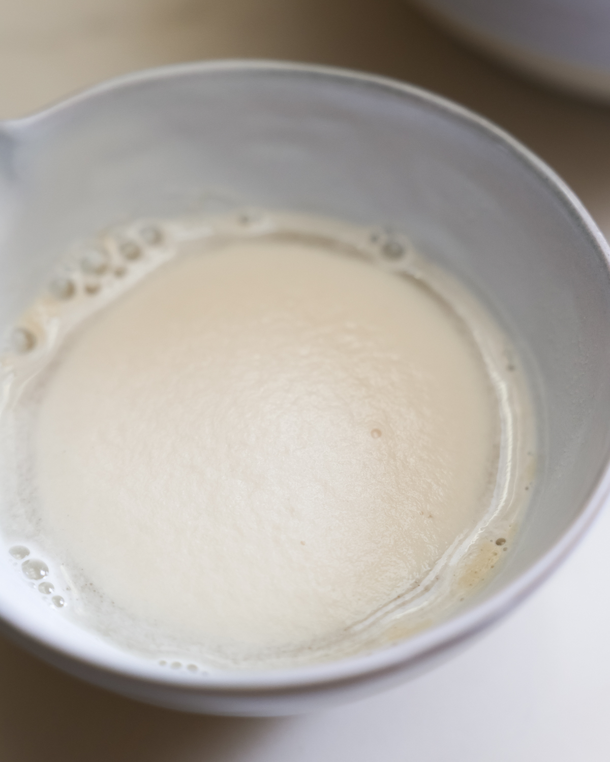 overhead of blooming yeast in bowl