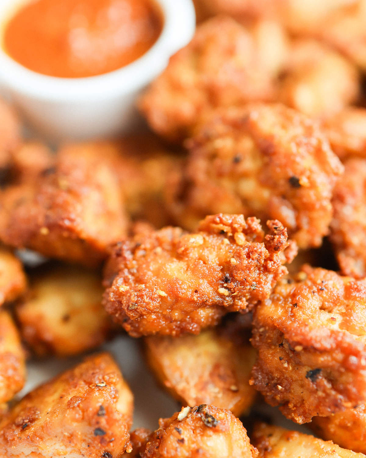close up vegan chicken nuggets